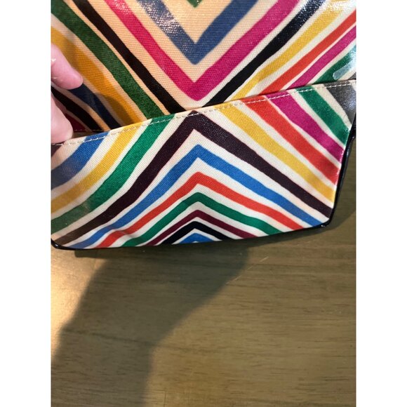 Brighton Multicolor Stripe Cosmetic Bag With Polka Dot Interior & Zipper Closure - Picture 8 of 11